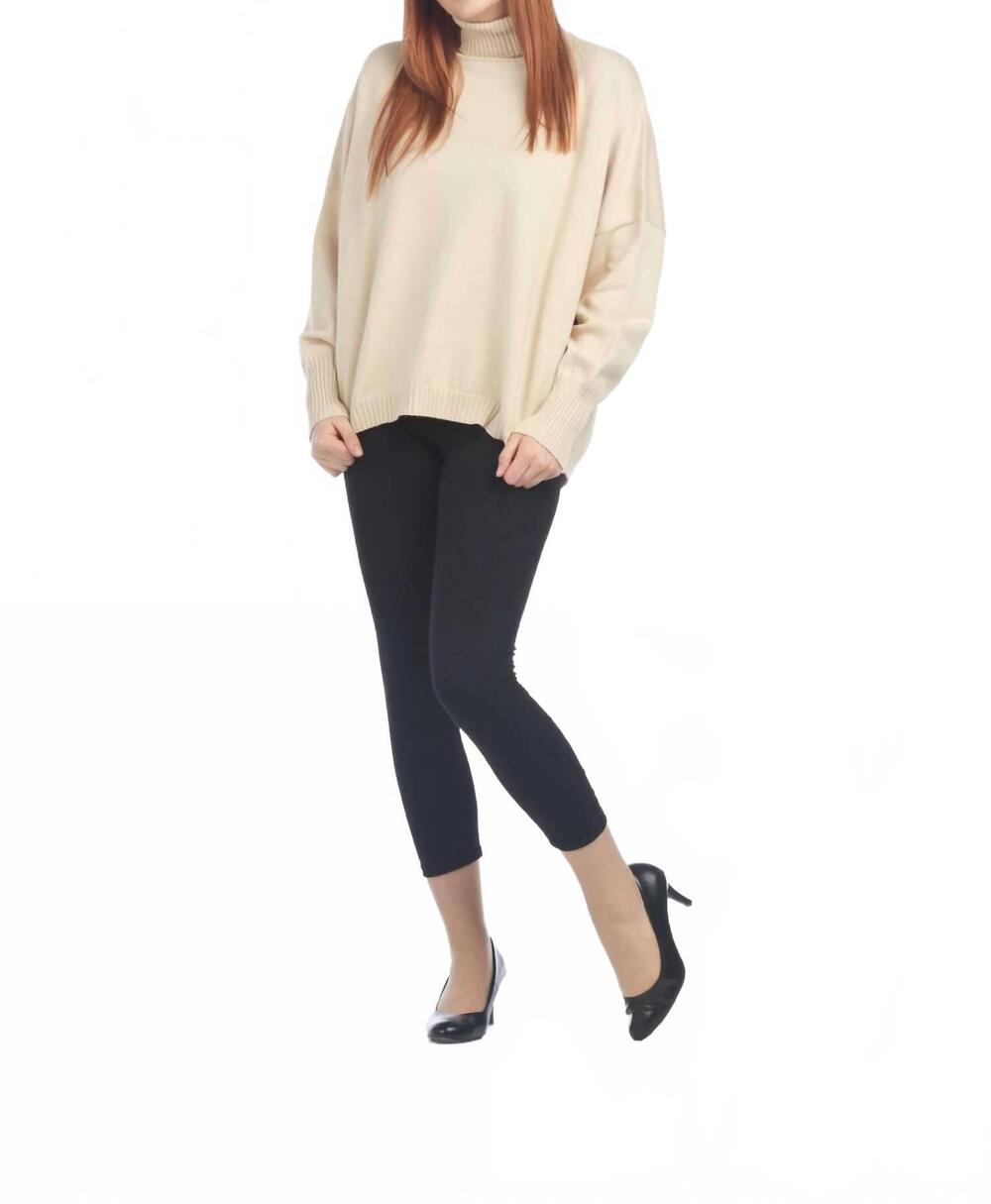 NEW PAPILLON turtle neck sweater with ribbed detail in beige